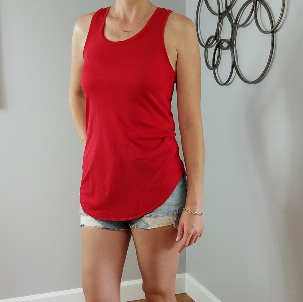 Red racerback tank top from Dynamite